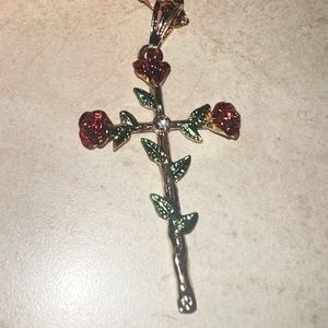 Gold plated earring necklace rose set